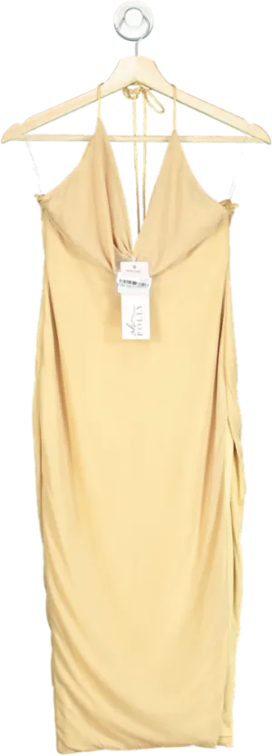 Oh Polly Beige Cowl Neck Midi Dress UK 6