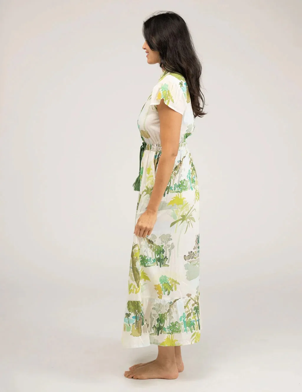 Palm Flutter Midi Dress