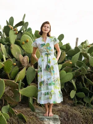 Palm Flutter Midi Dress