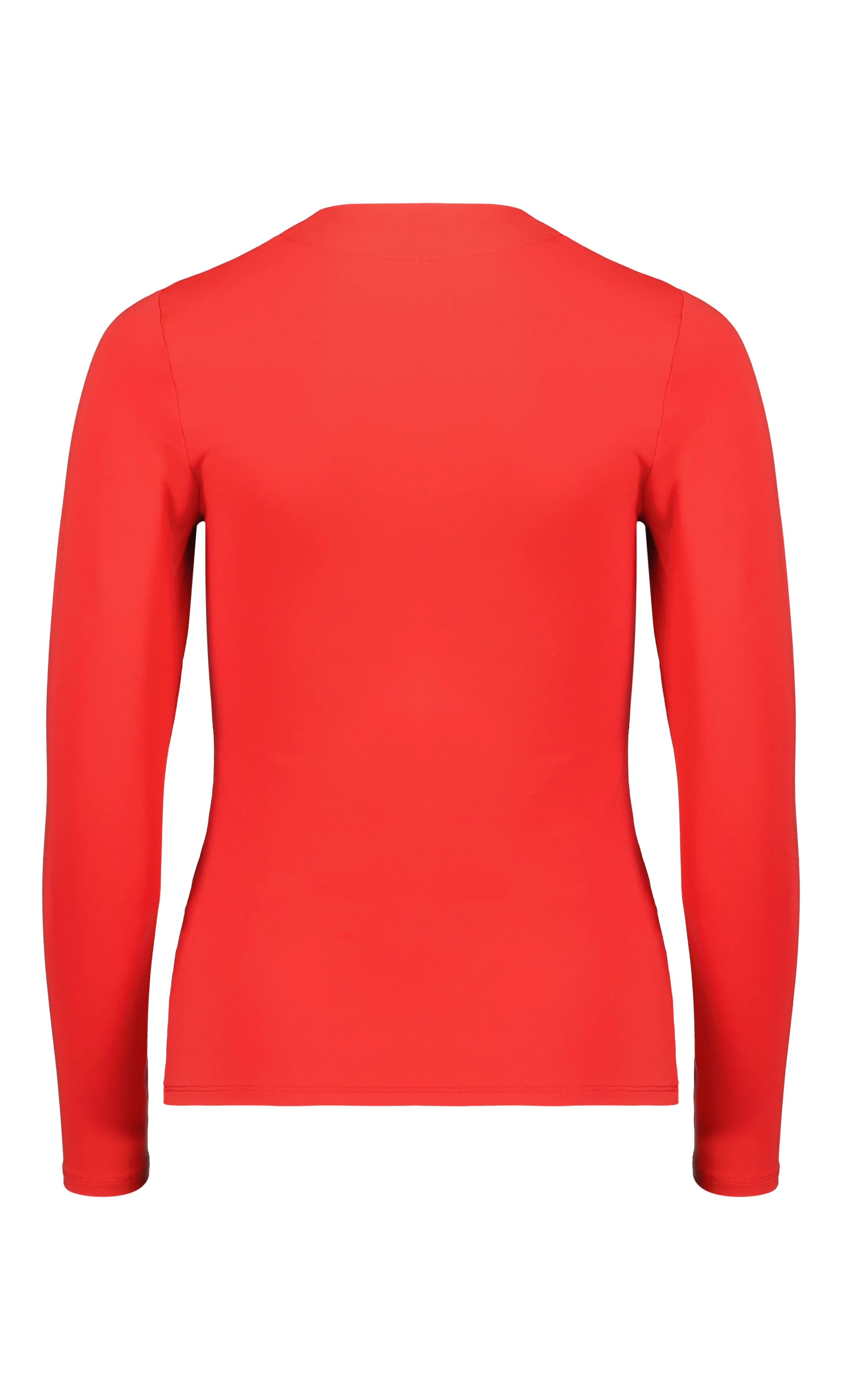 PAULA RYAN Easy Fit Long Sleeve Crew Neck Micromodal Top - Flame Red
