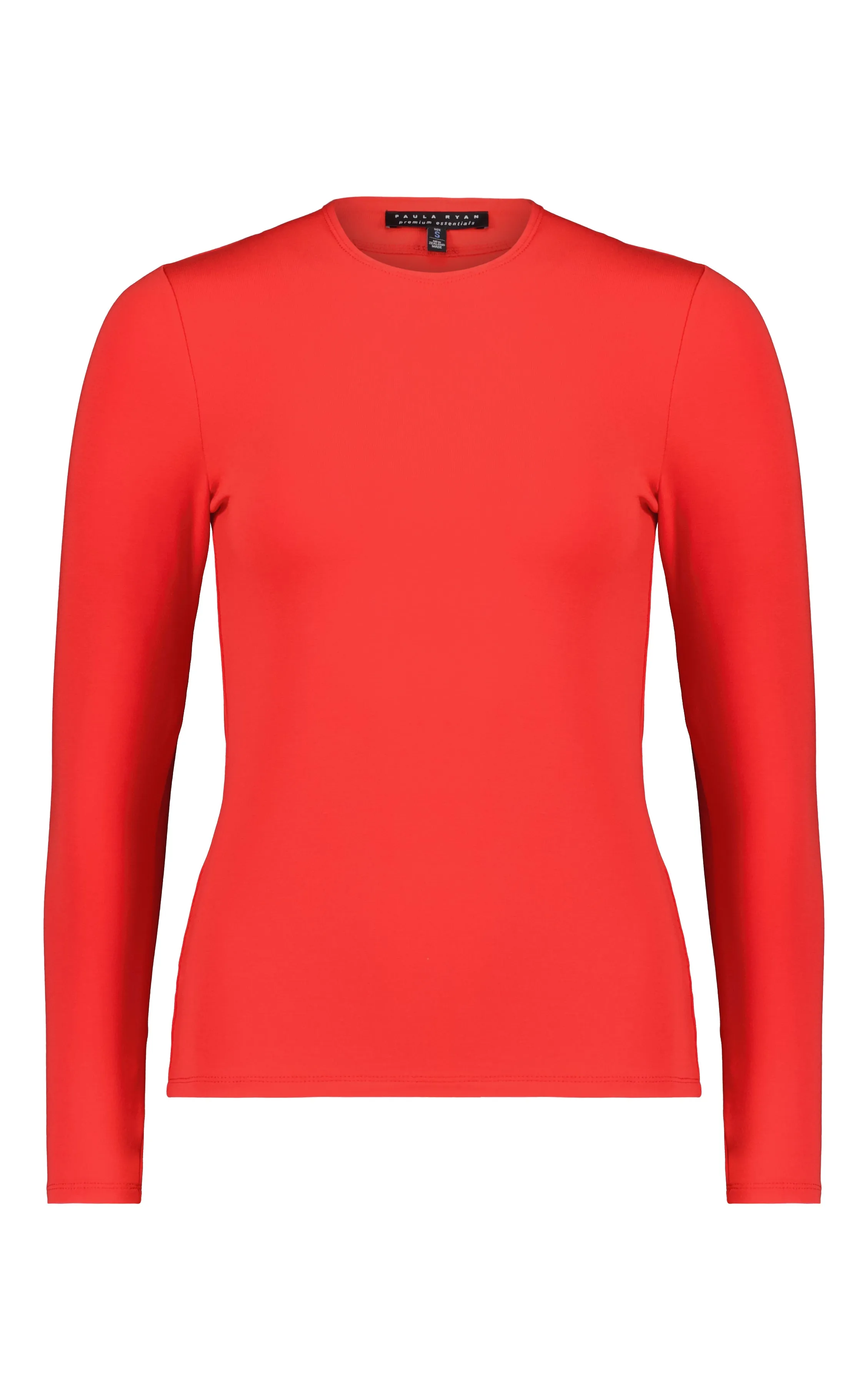 PAULA RYAN Easy Fit Long Sleeve Crew Neck Micromodal Top - Flame Red
