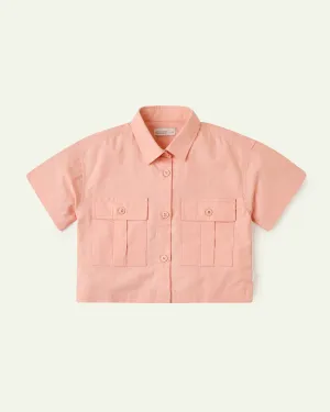 Peach Oversized Boxy Crop Top