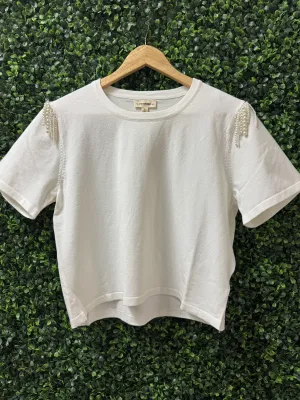 Pearl Detail White Tee
