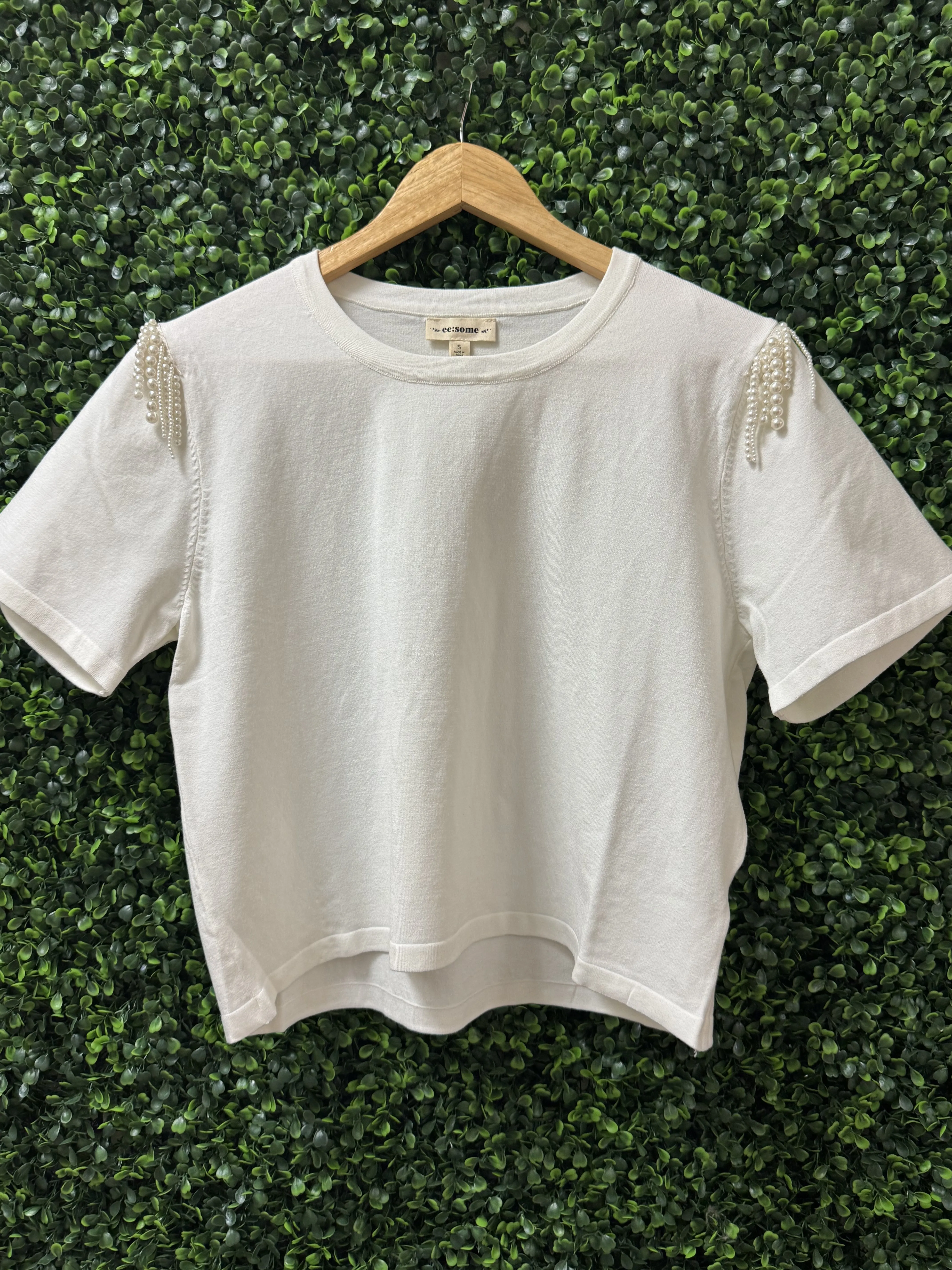 Pearl Detail White Tee