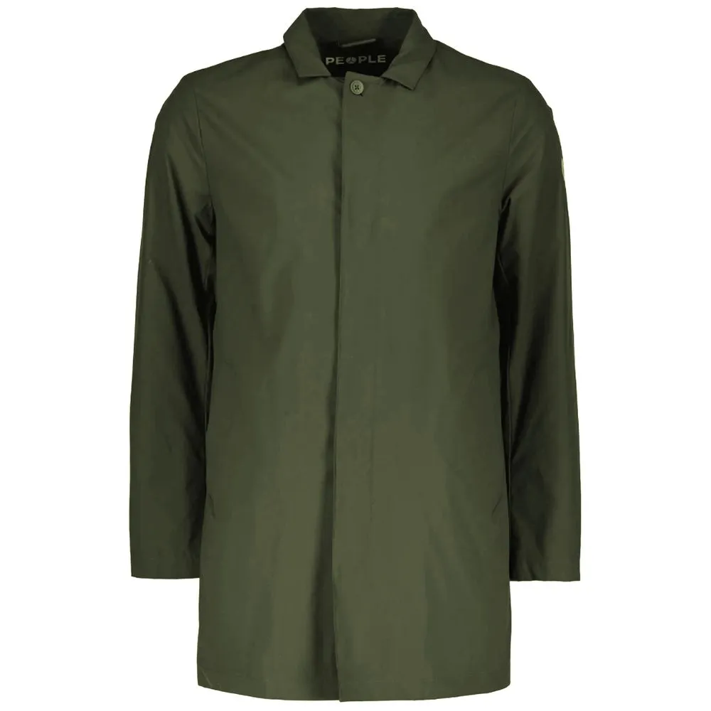 People Of Shibuya Green Recycled Polyester Men Trench Coat