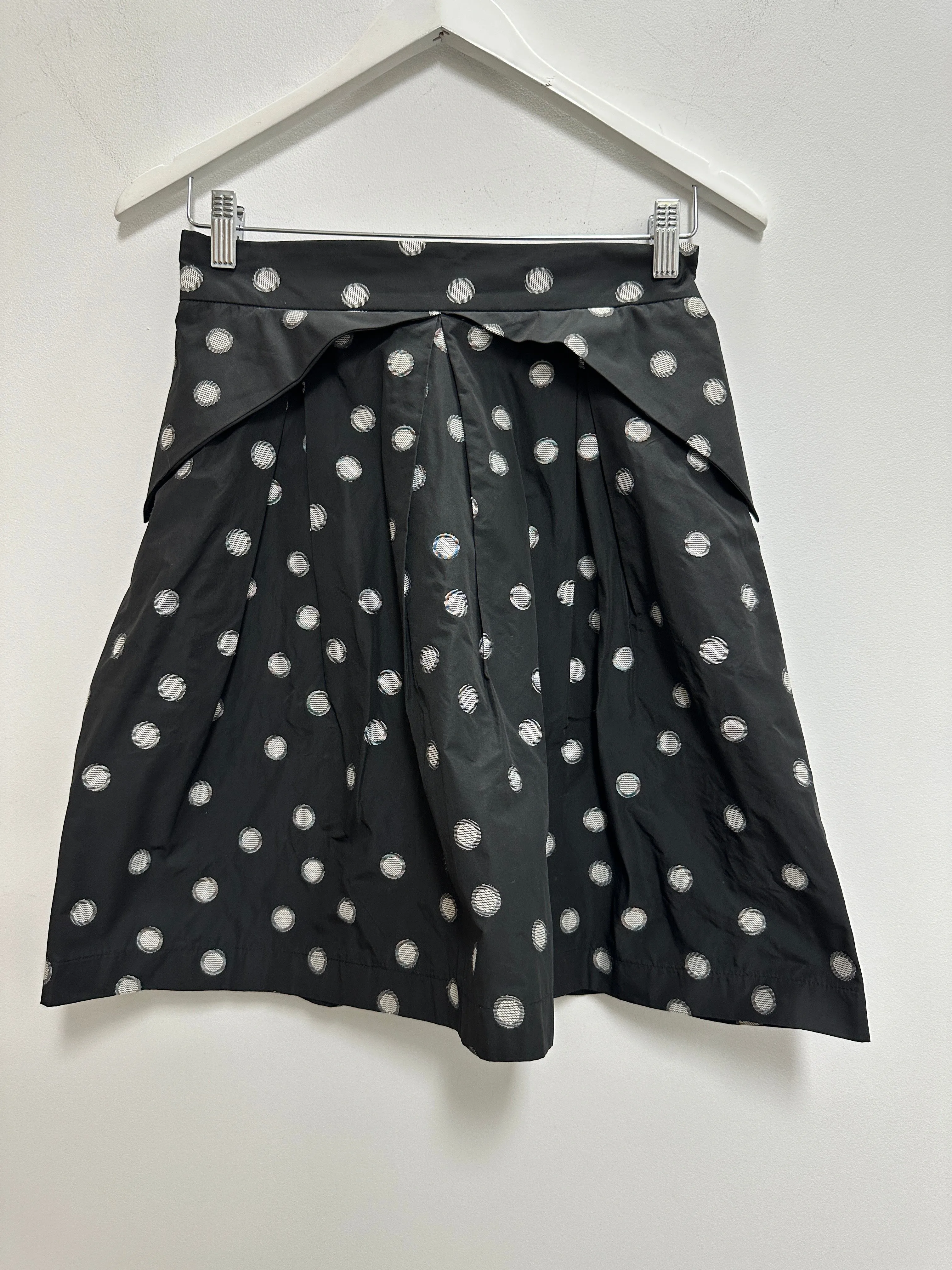 Peplum A-line Spotty Skirt in Black