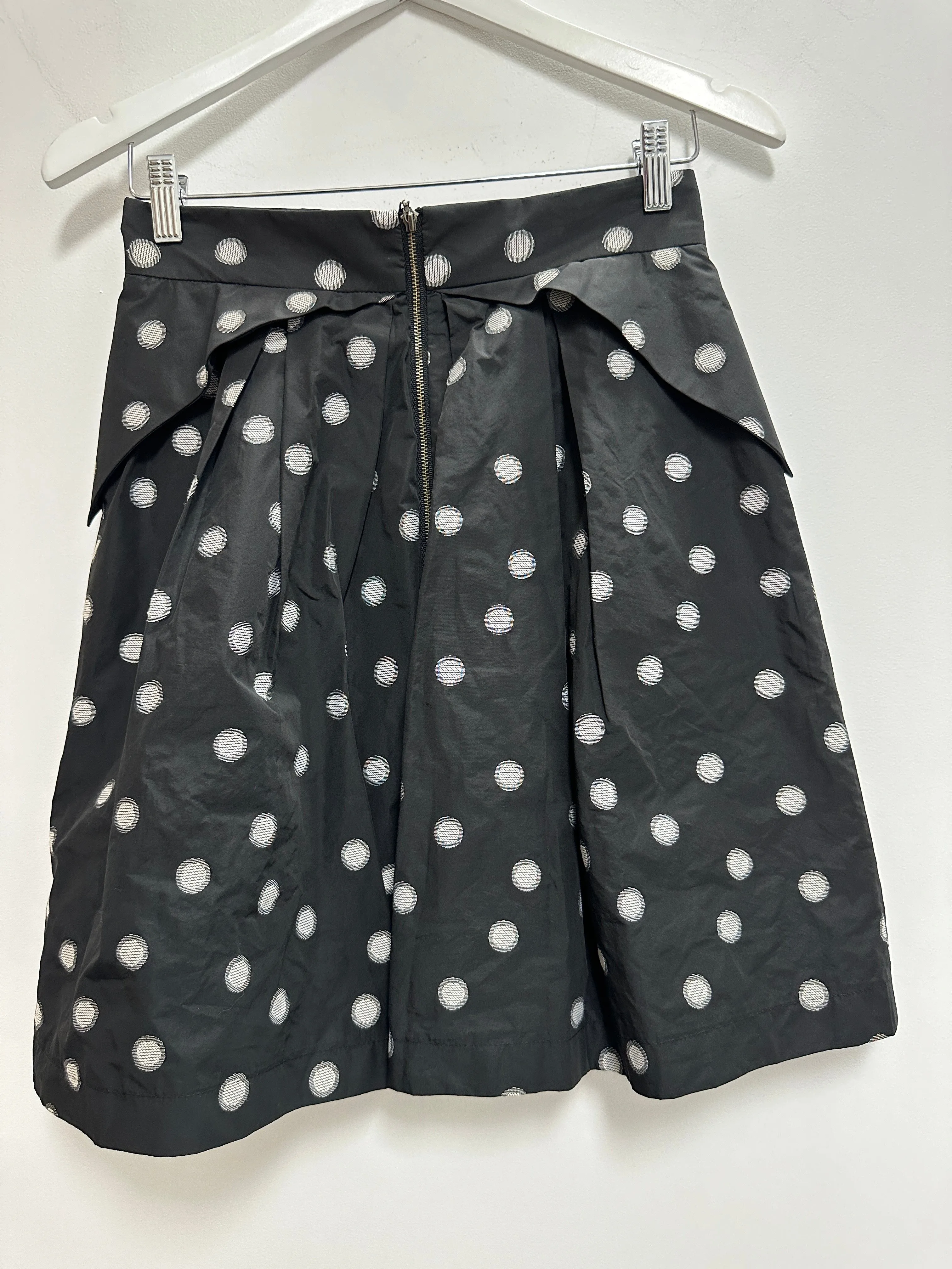 Peplum A-line Spotty Skirt in Black
