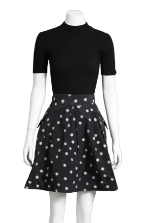 Peplum A-line Spotty Skirt in Black
