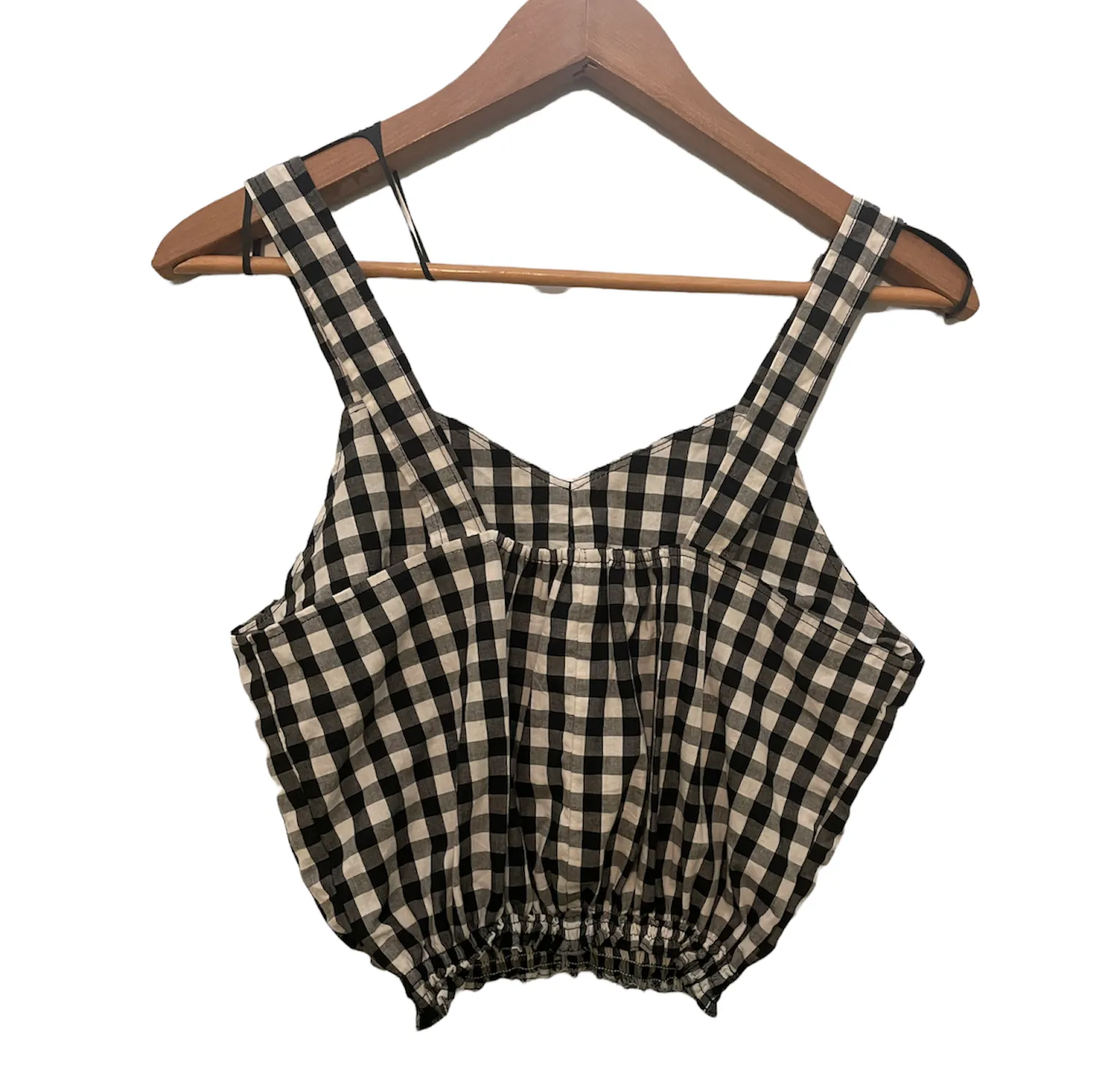 Perfect Picnic Plaid Black & White Cropped Top Sleeveless