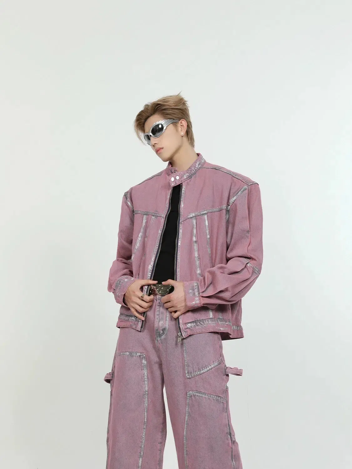 Pink Denim Jacket & Straight-leg Jeans