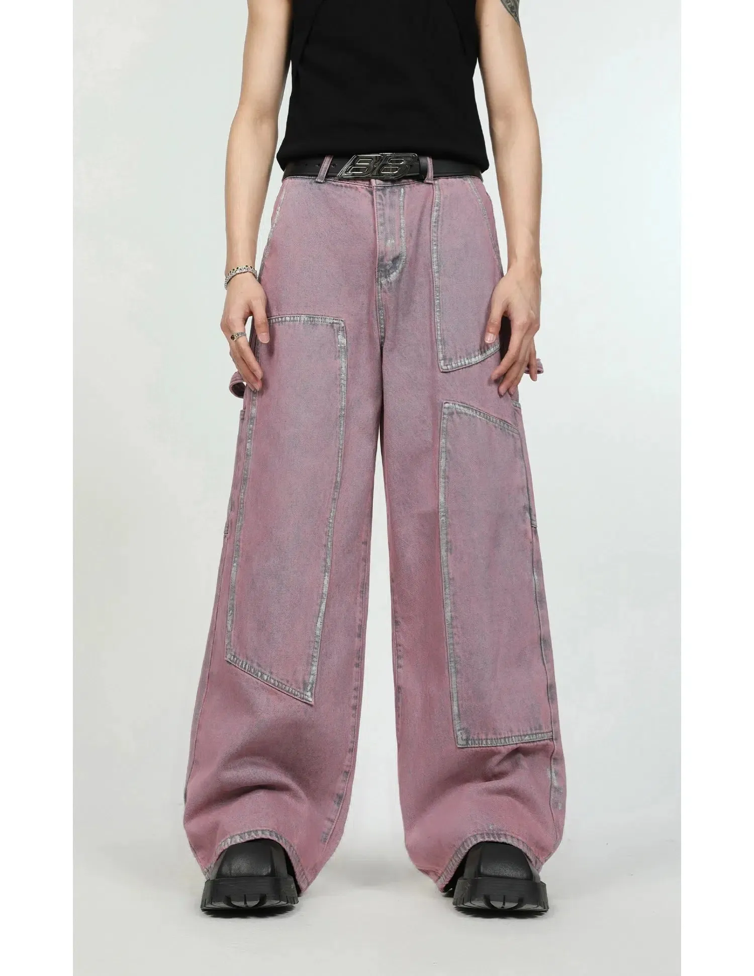 Pink Denim Jacket & Straight-leg Jeans