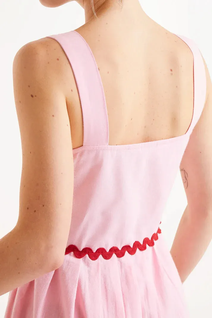 Pink Ric-Rac Midi Dress
