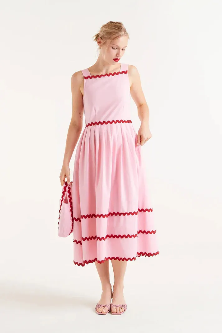 Pink Ric-Rac Midi Dress