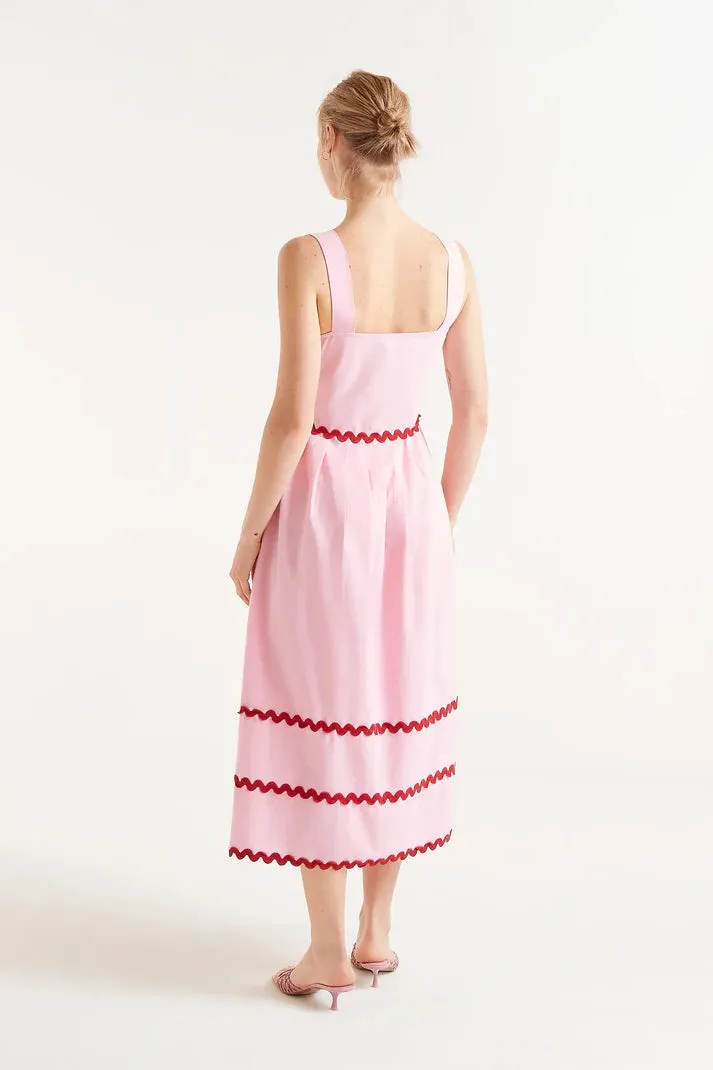 Pink Ric-Rac Midi Dress