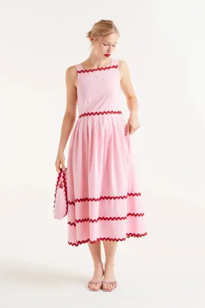 Pink Ric-Rac Midi Dress
