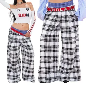 Plaid Wide-Leg Pants