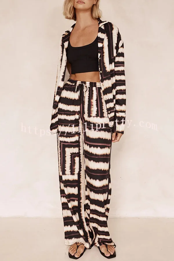 Planning Trips Satin Tie Dye Unique Print Elastic Waist Pocketed Wide Leg Pants