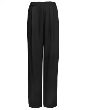 Pleated Satin Pant in Black