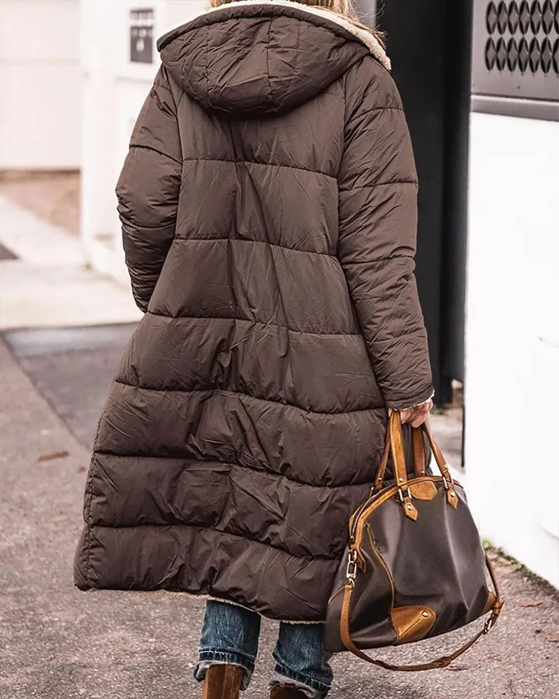 Pocket Design Versatile Longline Thermal Puffer Coat