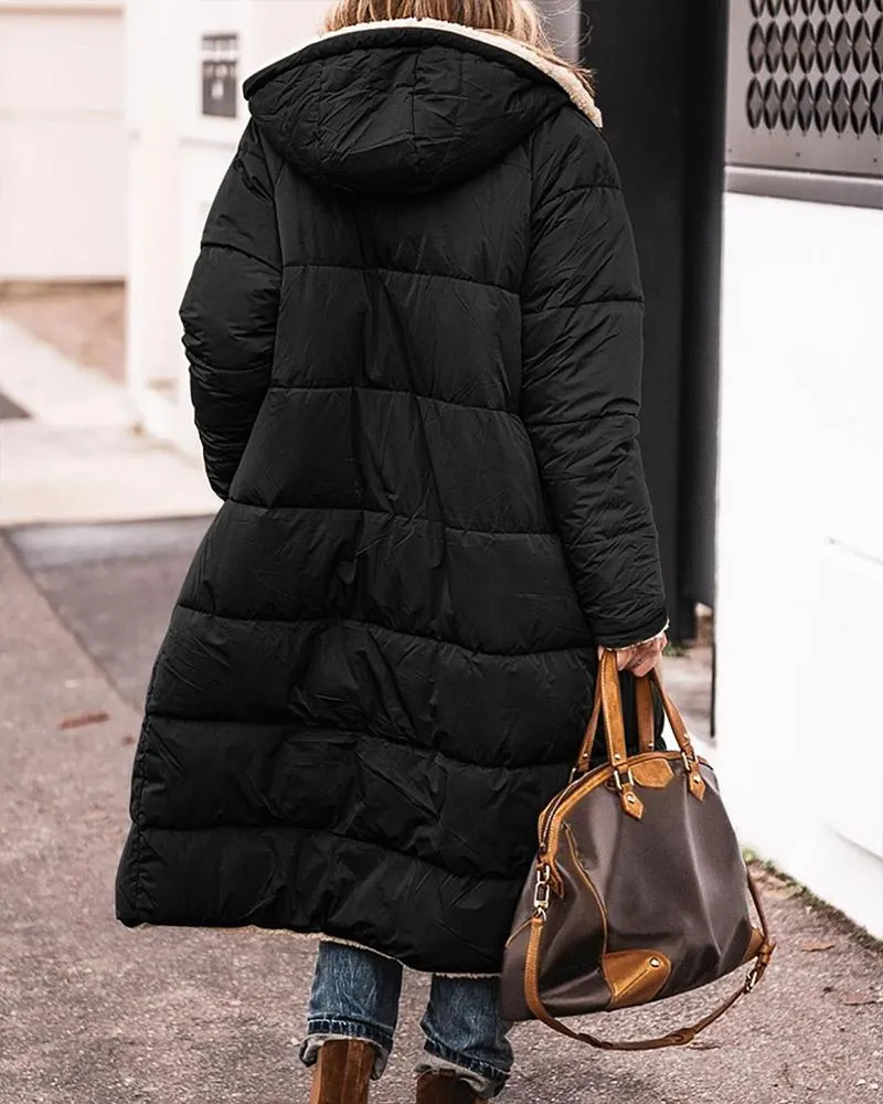 Pocket Design Versatile Longline Thermal Puffer Coat
