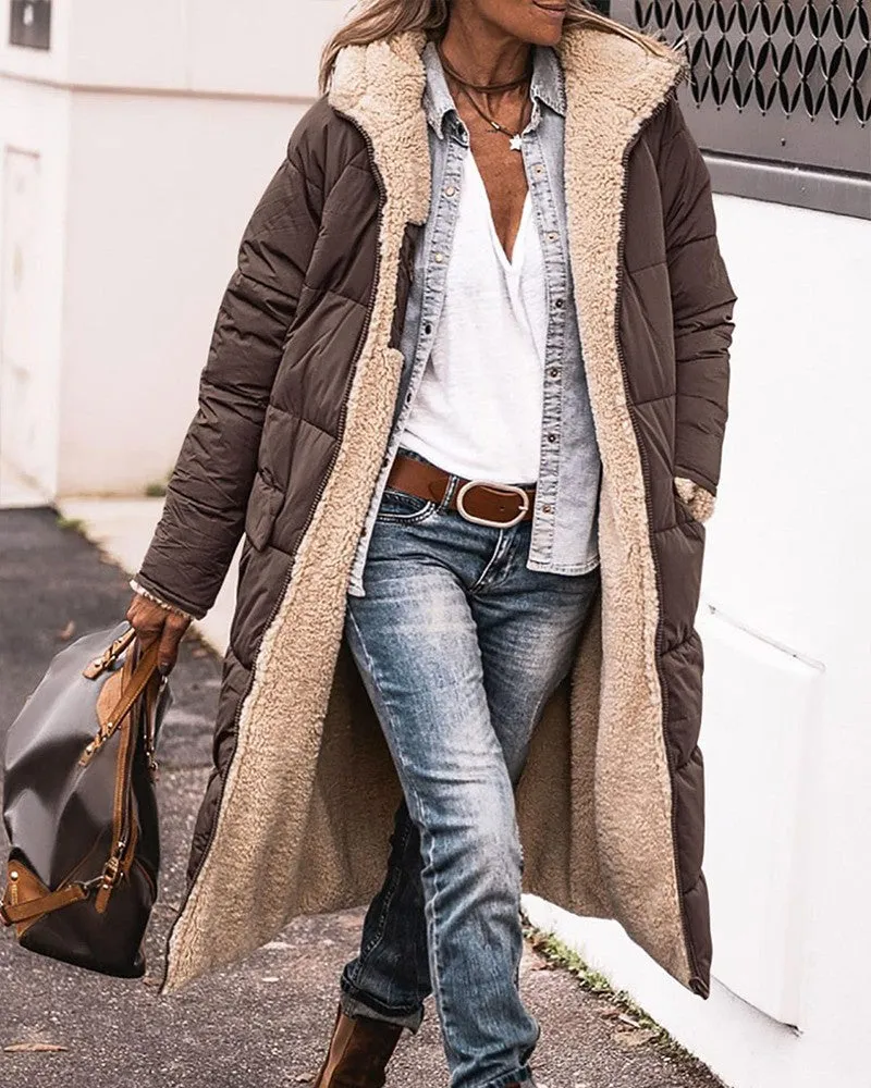 Pocket Design Versatile Longline Thermal Puffer Coat