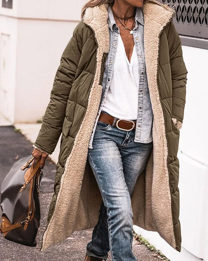 Pocket Design Versatile Longline Thermal Puffer Coat