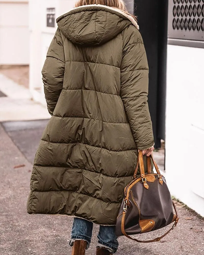 Pocket Design Versatile Longline Thermal Puffer Coat