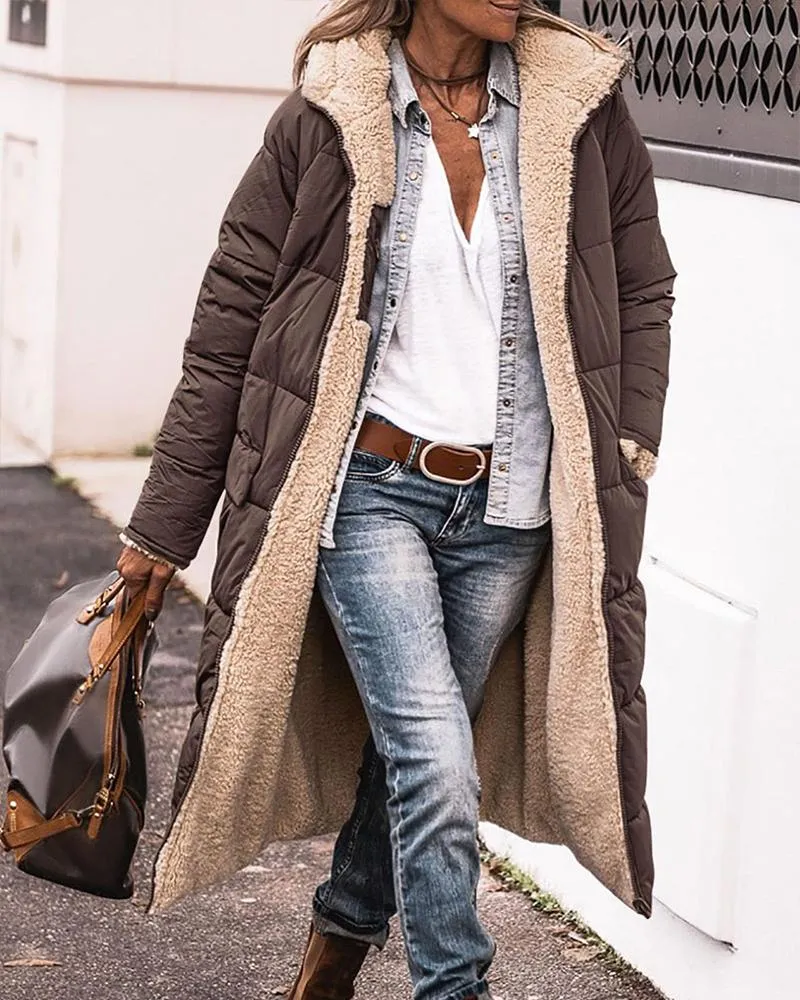 Pocket Design Versatile Longline Thermal Puffer Coat