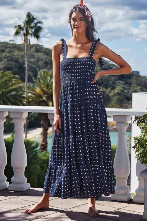 Polka Dot Halter Maxi Dress
