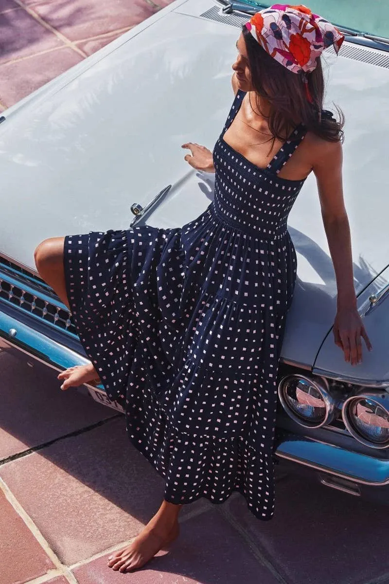 Polka Dot Halter Maxi Dress