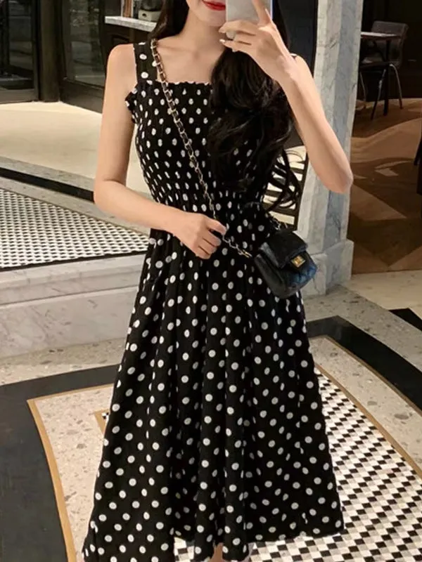 Polka Dot Shoulder Sexy Dresses