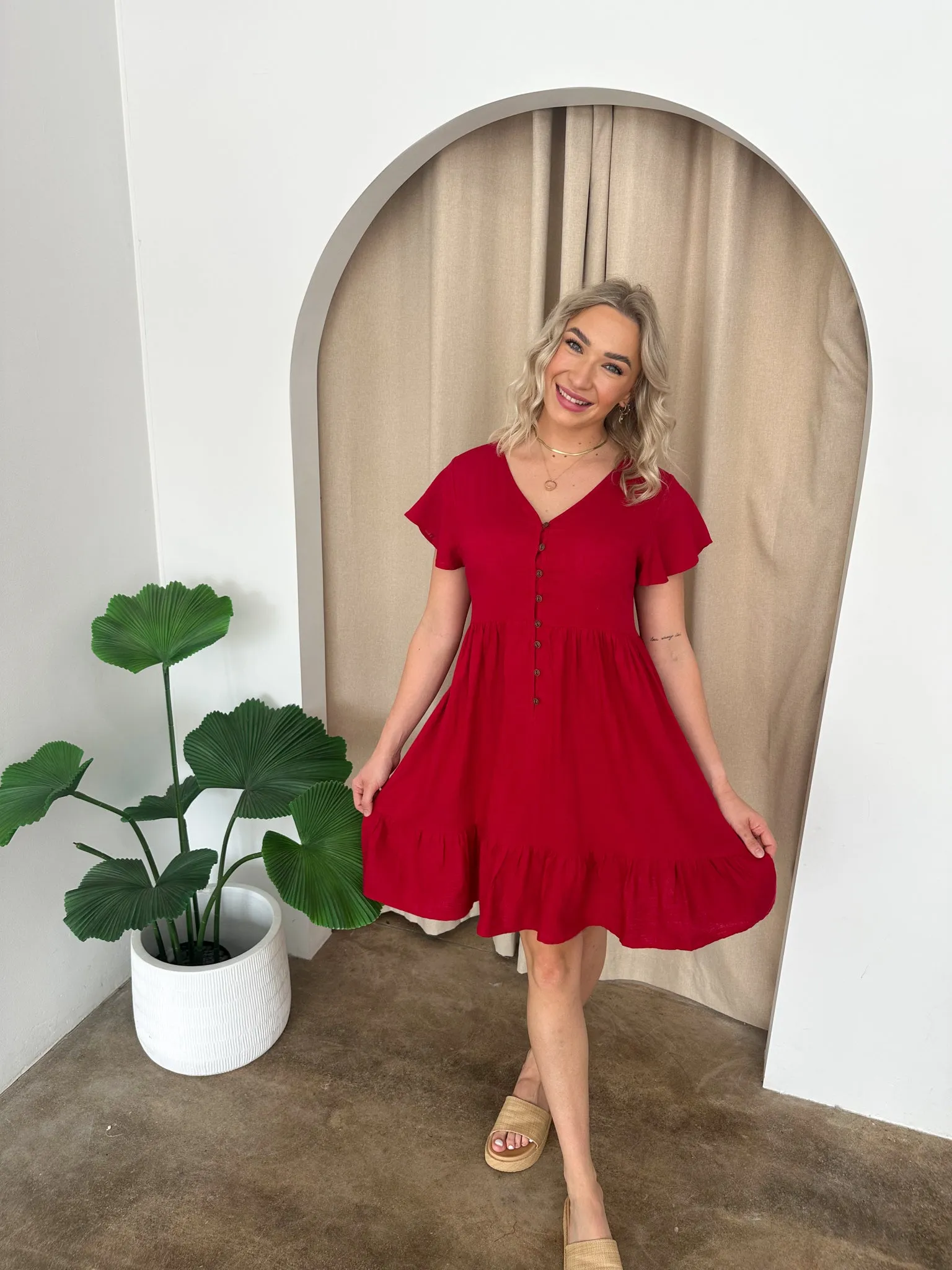 Polly Dress -Red