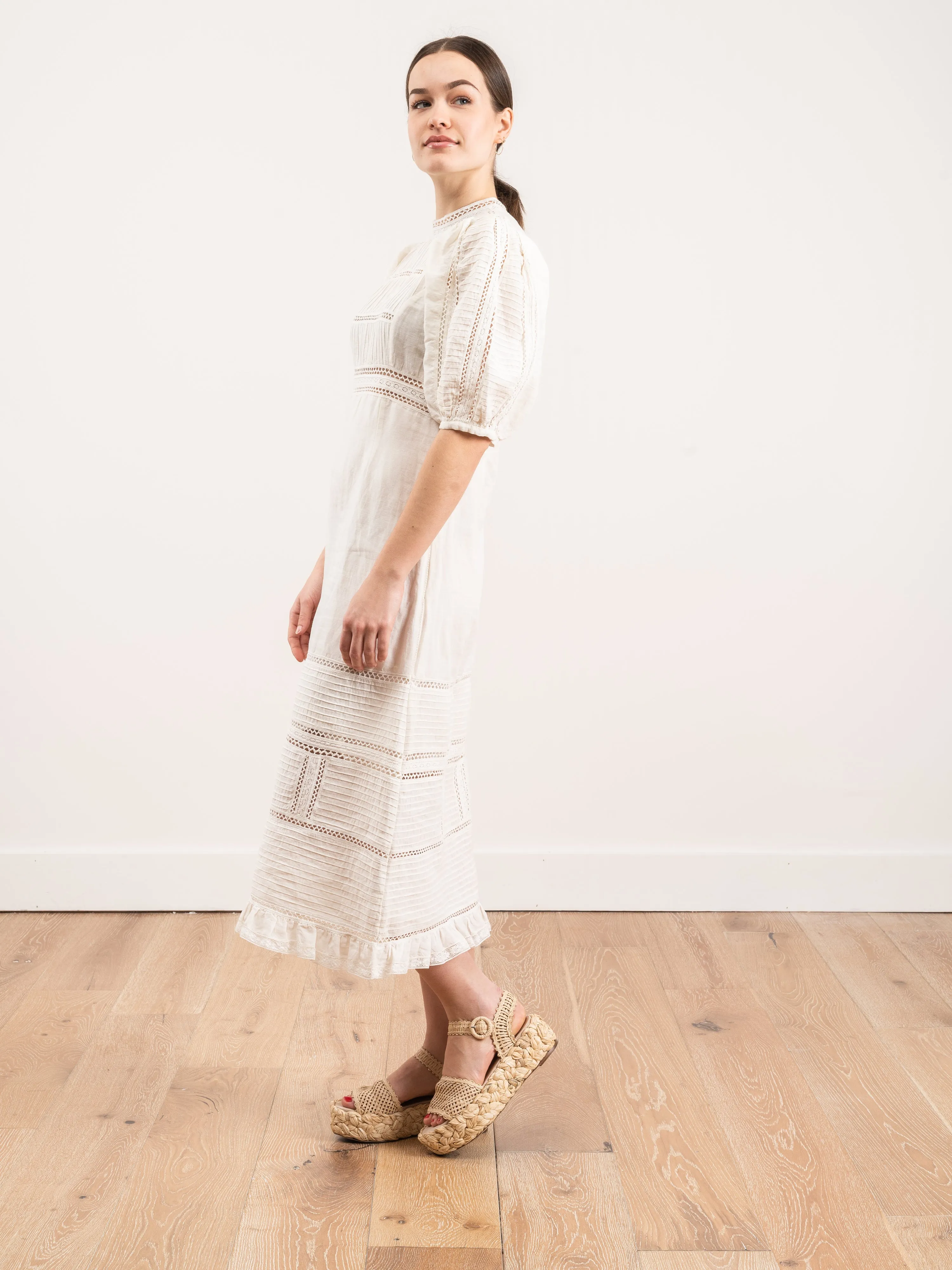 poppy pintuck midi dress