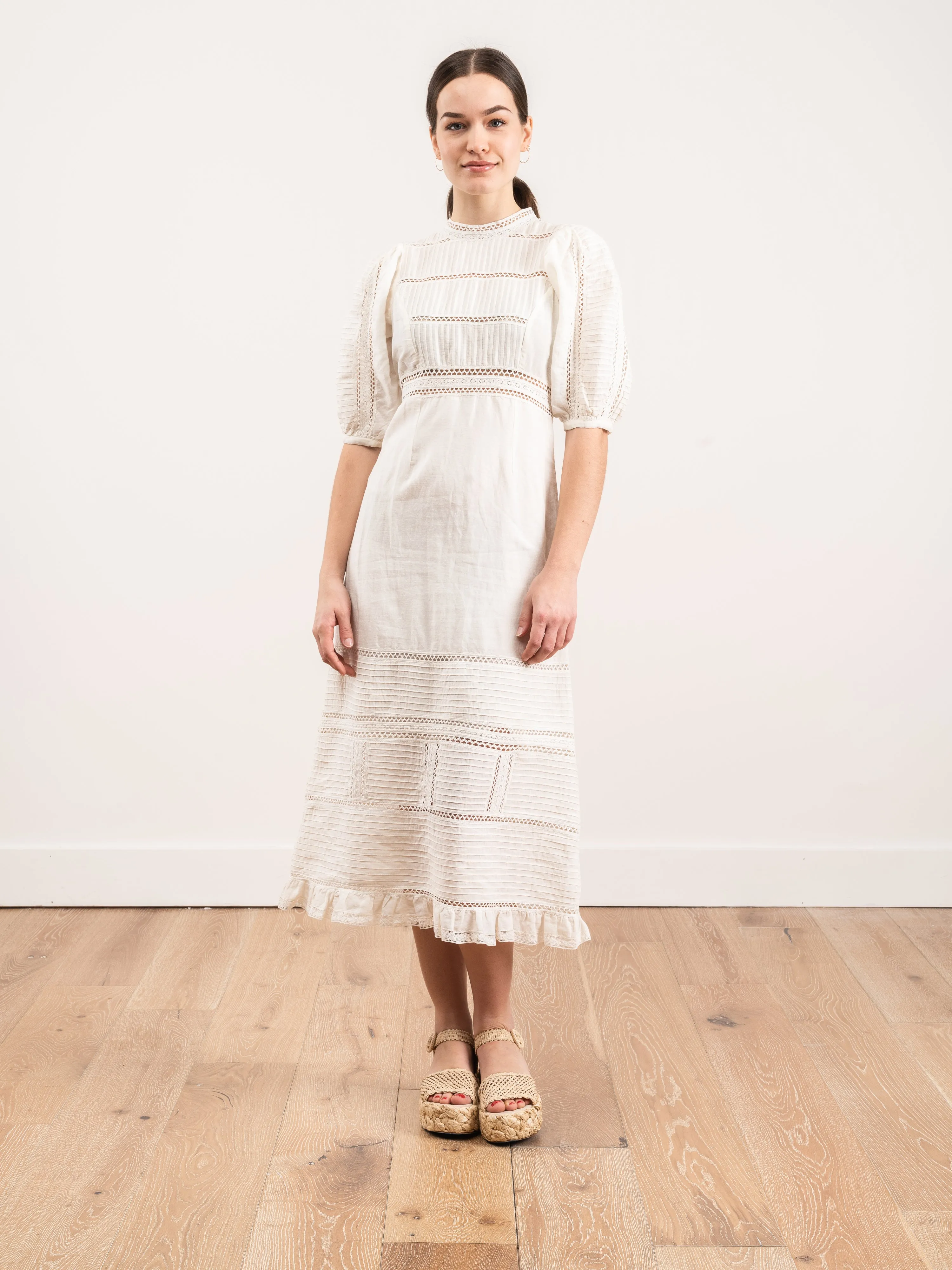 poppy pintuck midi dress