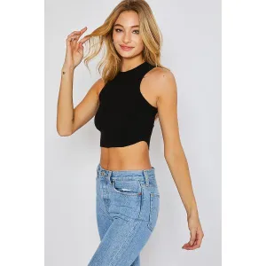 Pretty Garbage Racerback Crop Top - Black -