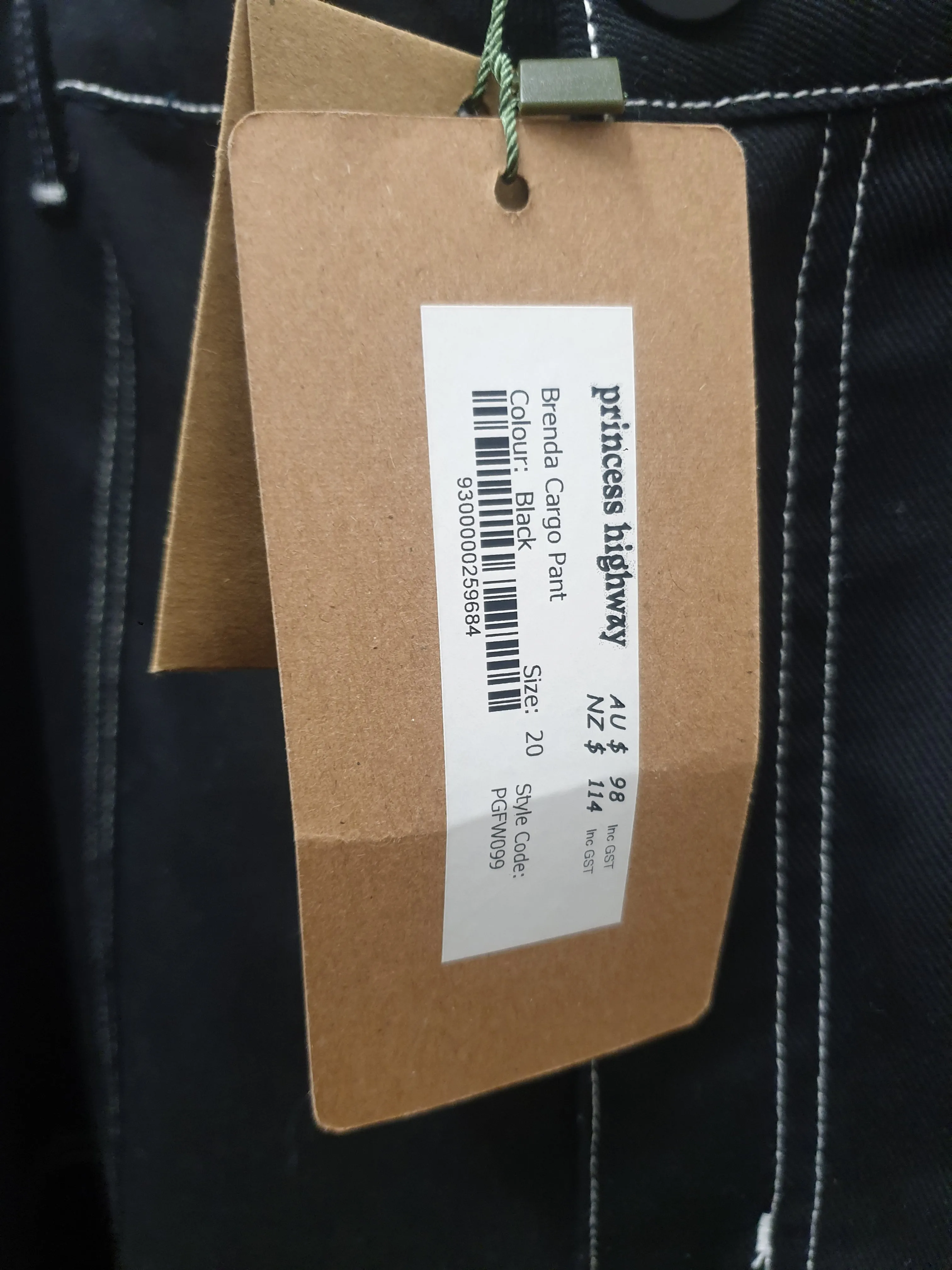 Princess Highway black jeans with white stitching size 20