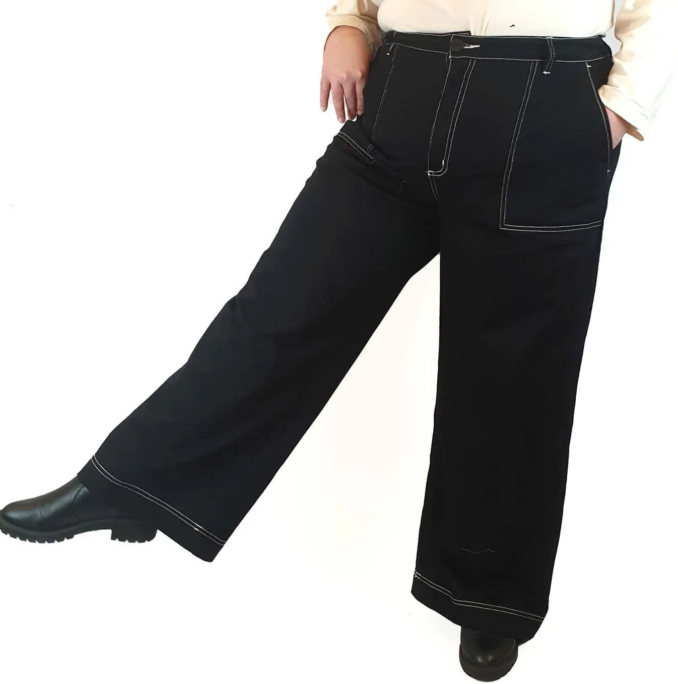 Princess Highway black jeans with white stitching size 20