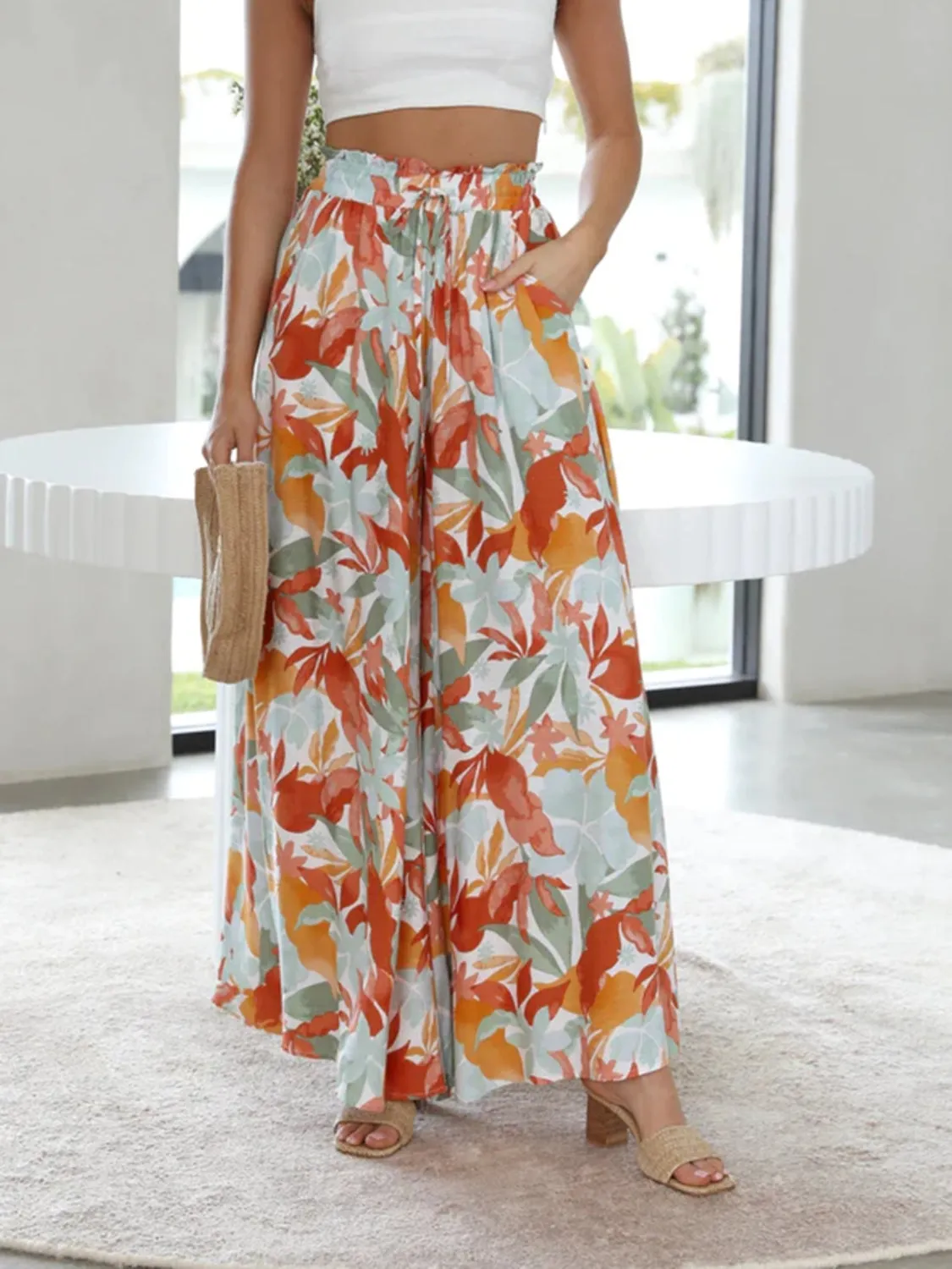Printed Wide Leg Pants S-2XL