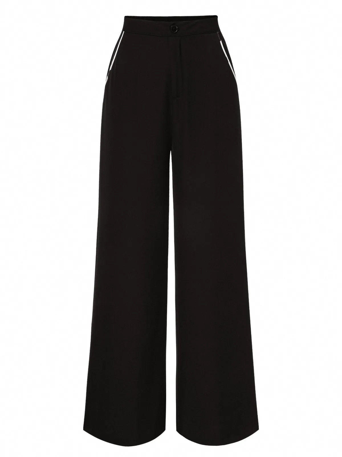 [Prévente] Pantalon droit noir à bordure contrastée des années 1950