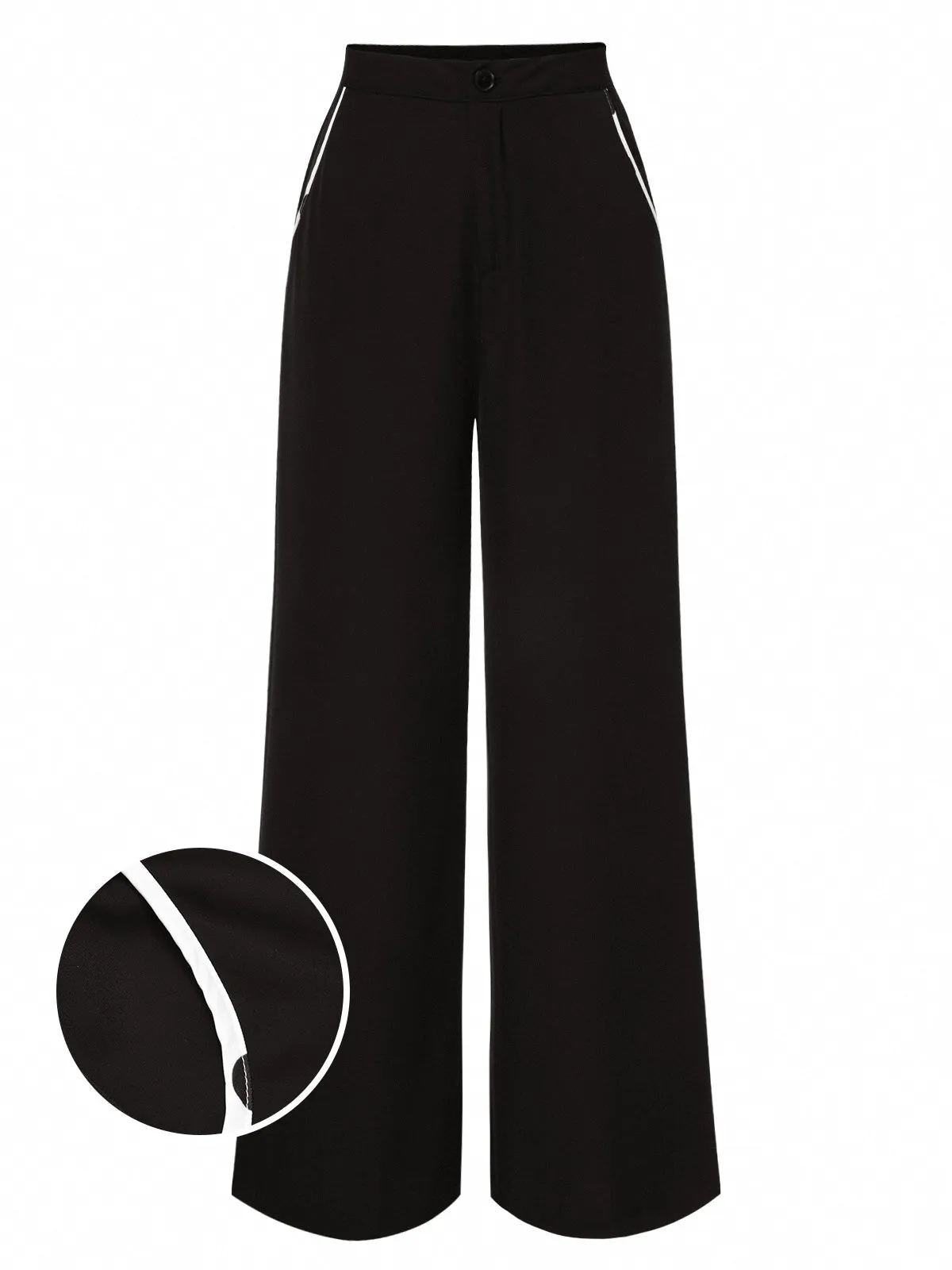 [Prévente] Pantalon droit noir à bordure contrastée des années 1950