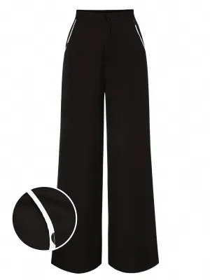 [Prévente] Pantalon droit noir à bordure contrastée des années 1950