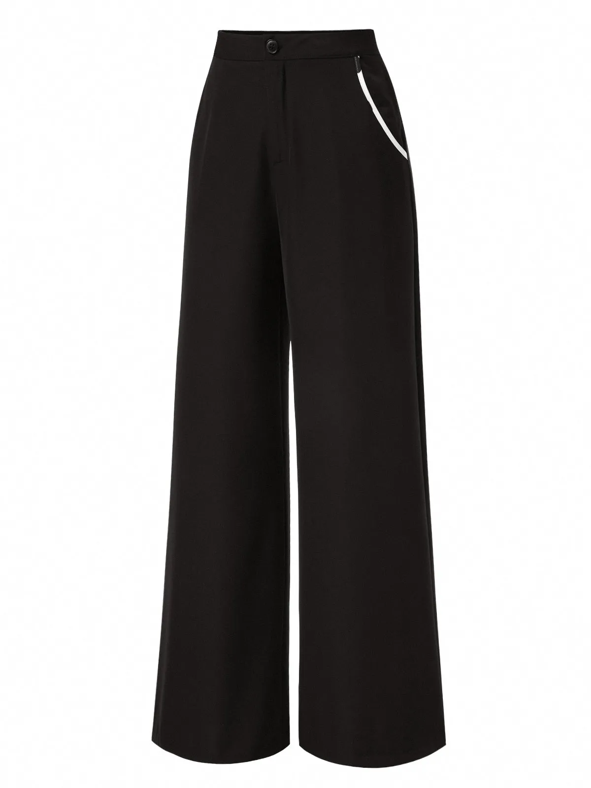 [Prévente] Pantalon droit noir à bordure contrastée des années 1950