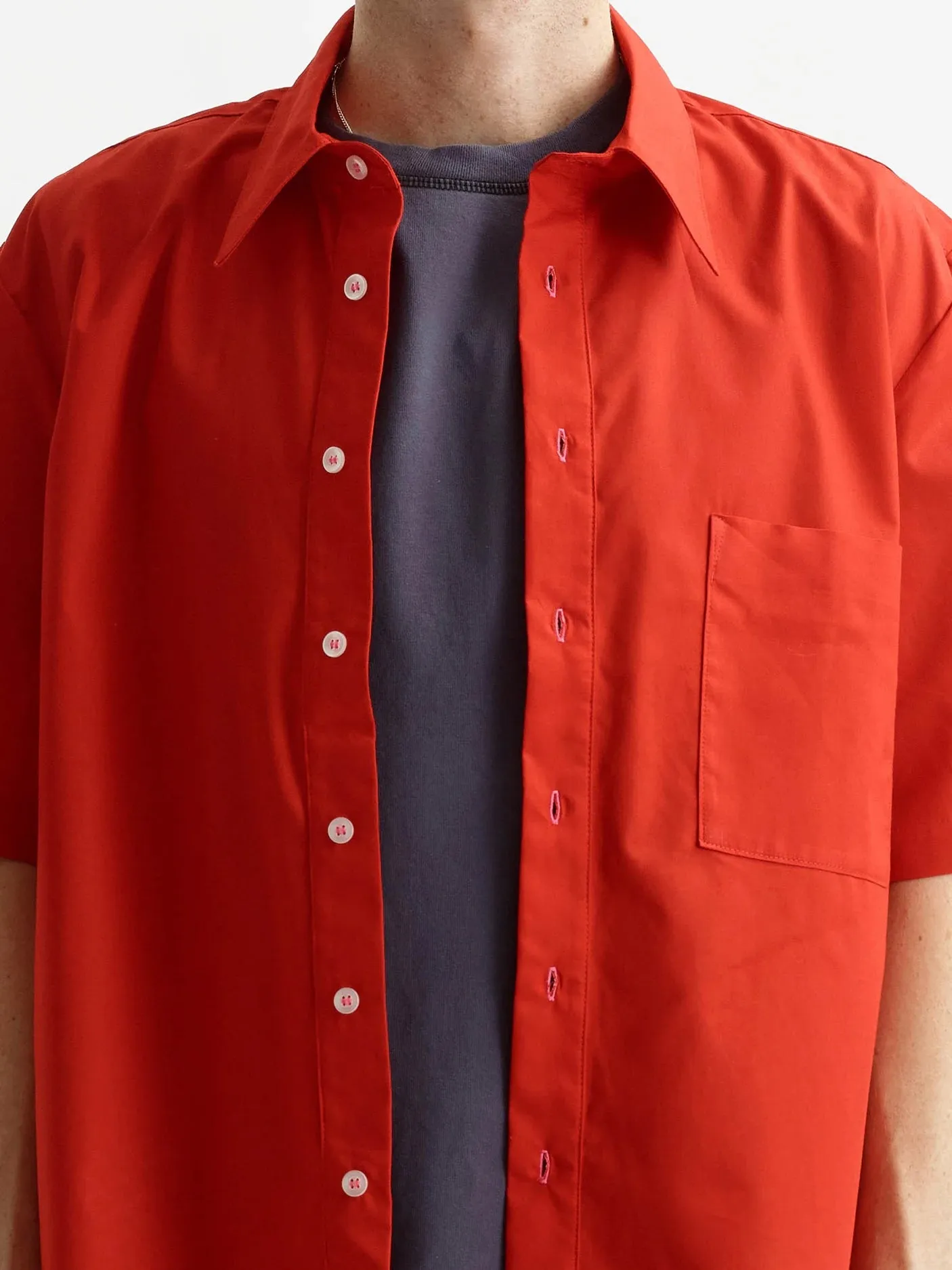 PSEUSHI Summer Shirt Cherry Red