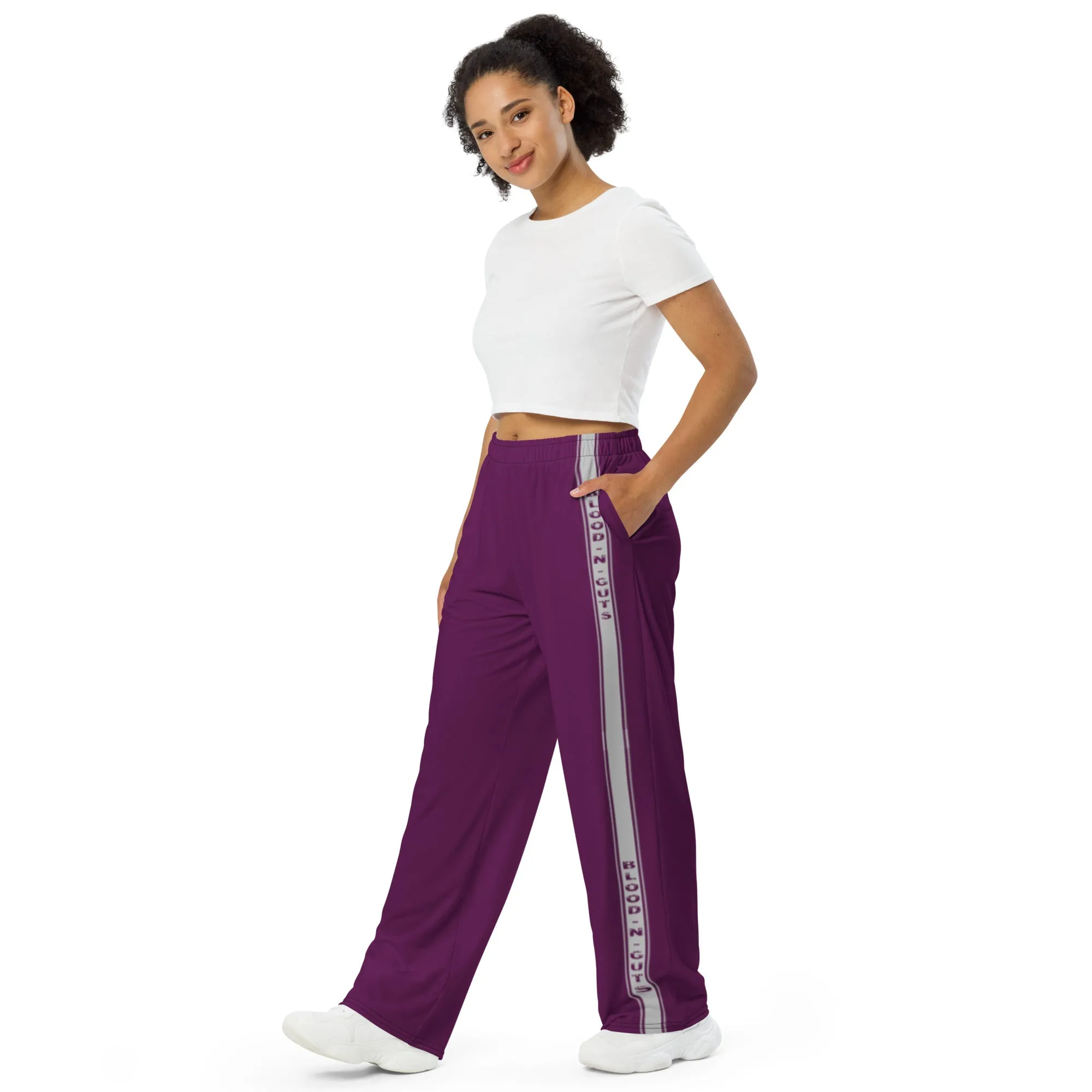 Purple KBBNG Stripe Wide-Leg Pants