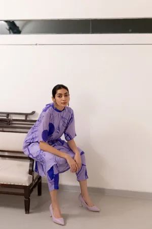 Purple lily Printed Dress Set