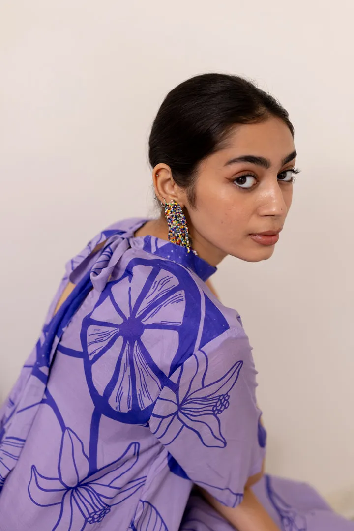 Purple lily Printed Dress Set