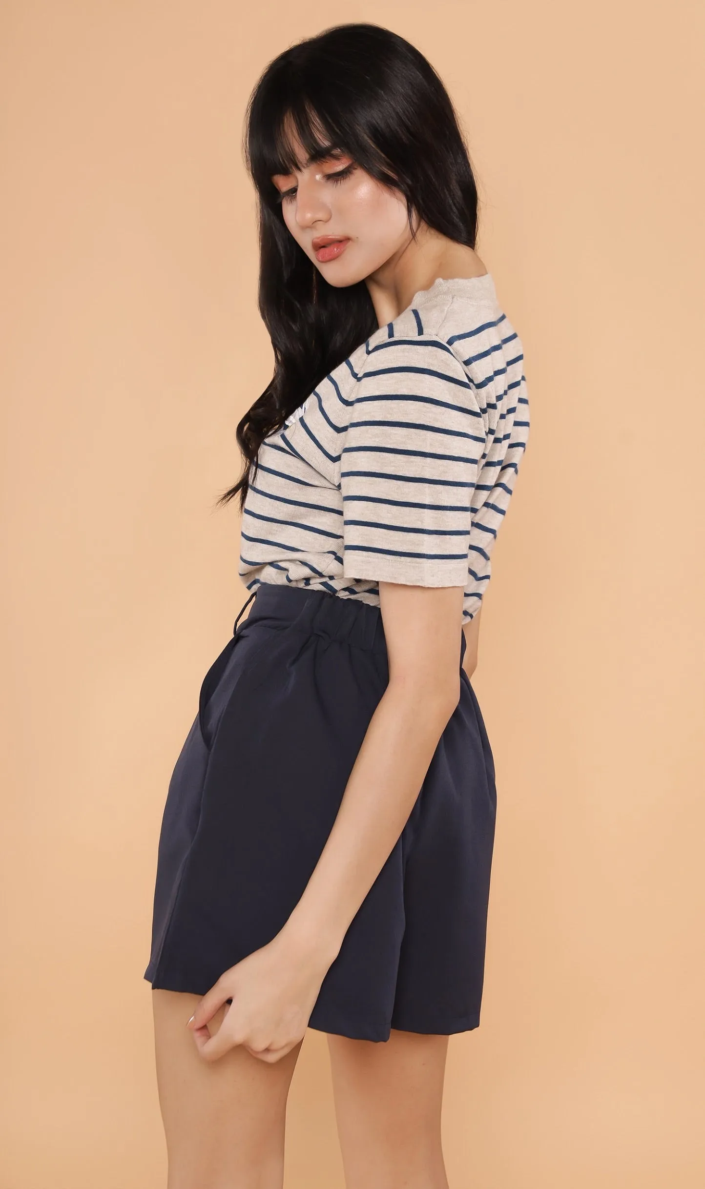 RANYA Striped Tee (Grey)