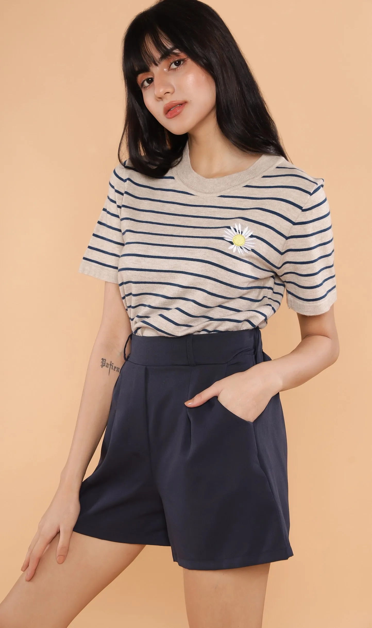 RANYA Striped Tee (Grey)