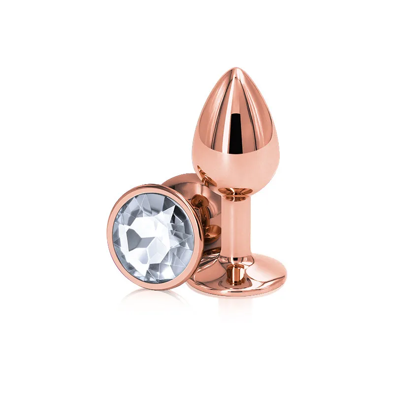Rear Assets Rose Gold and Clear Gemstone Anal Plug - Small