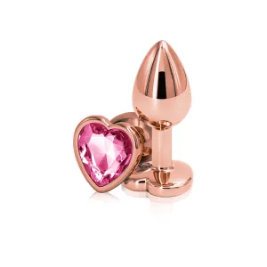 Rear Assets Rose Gold and Pink Gemstone Heart Anal Plug  - Small